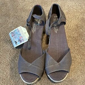 Toms brand platform wedges. Gray. Size 7.5. New with tags (no box)